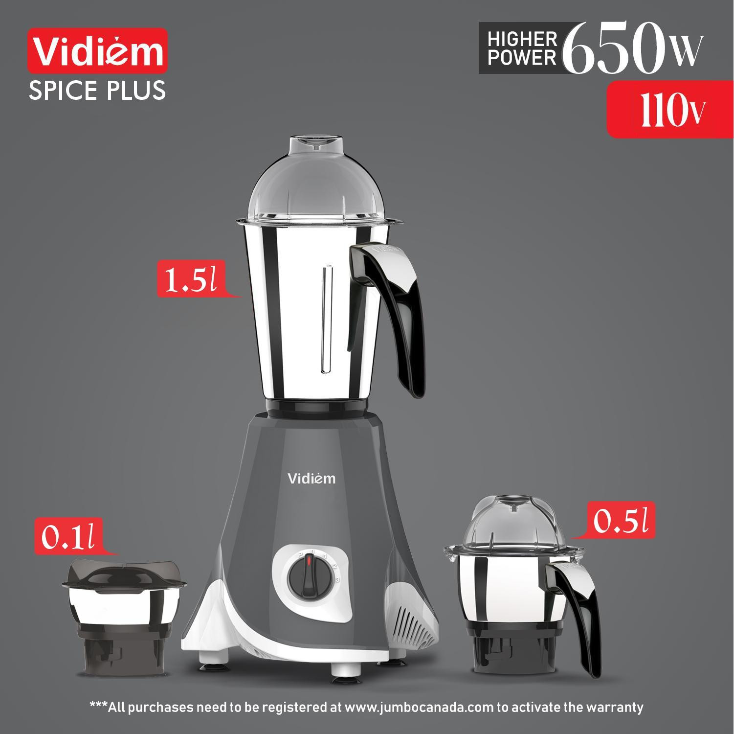 vidiem-spice-plus-650w-mixer-grinder-110v-for-usa-canada-powerful-indian-mixer-with-stainless-steel-jars-low-noise-ul-certified-motor-includes-spice-coffee-grinder5